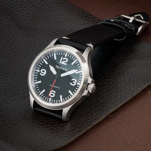 Milifortic 39mm Pilot Watch Man M096 Large Arabic Numerals Dial 100MM Waterproof NH38 Automatic Military Style Field Watch