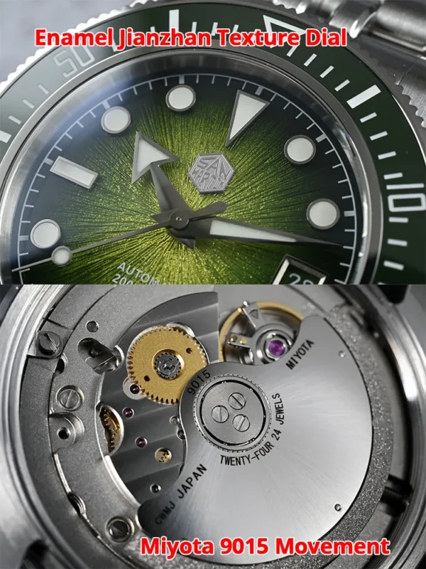 San Martin 40mm Men's Luxury Diver Watch Miyota 9015 Enamel Sunburst Dial Automatic Mechanical Wristwatch Waterproof 200m SN0148