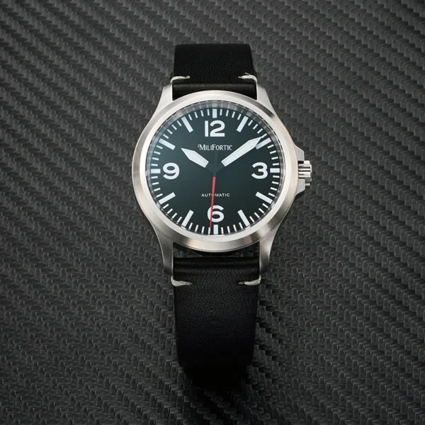 Milifortic 39mm Pilot Watch Man M096 Large Arabic Numerals Dial 100MM Waterproof NH38 Automatic Military Style Field Watch
